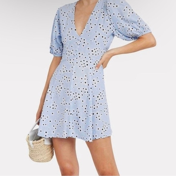 Faithfull the Brand x Revolve Blue Daisy Print Mini Dress size 4 - Picture 4 of 10